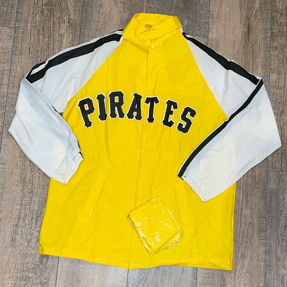 Vintage Pittsburgh Pirates Boys Youth XL Rain Jacket Coat Poncho Black Yellow